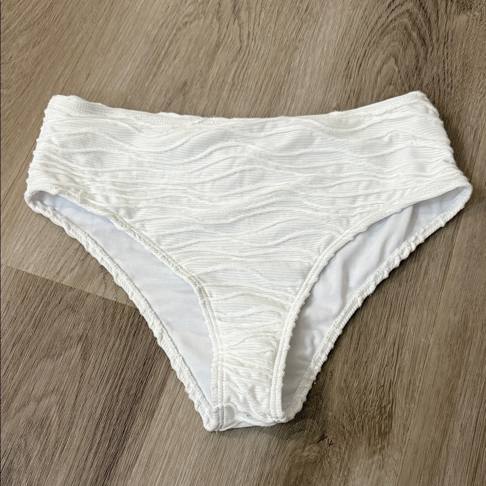 White Textured Bikini Bottom